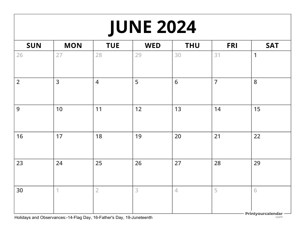 June 2024 Calendars - Free Printable