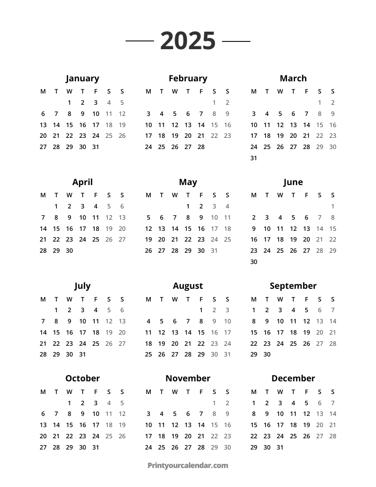 2025 Calendar - Free Printable