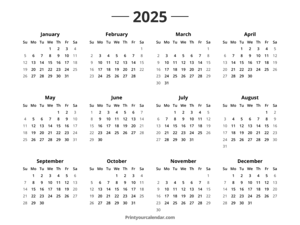 2025 Calendar Printable