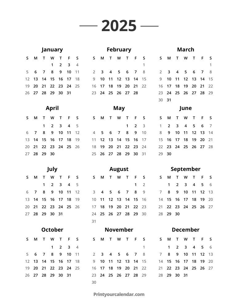 2025 Calendar - Free Printable