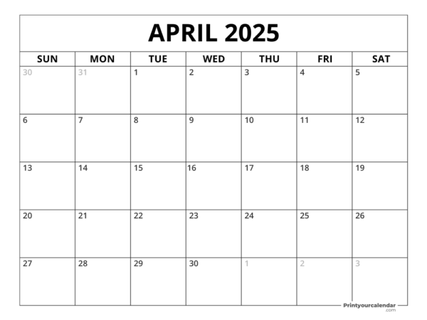 April 2025 Calendar