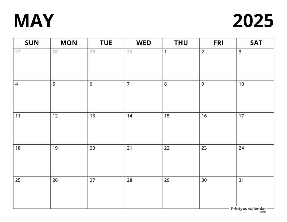 Blank May 2025 Calendar