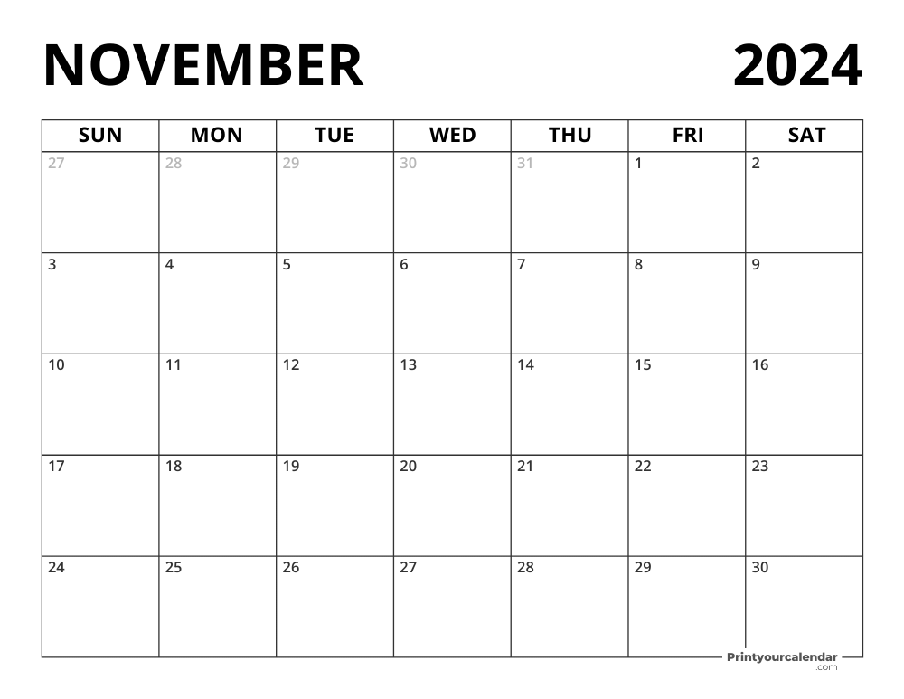 Blank November 2024 Calendar