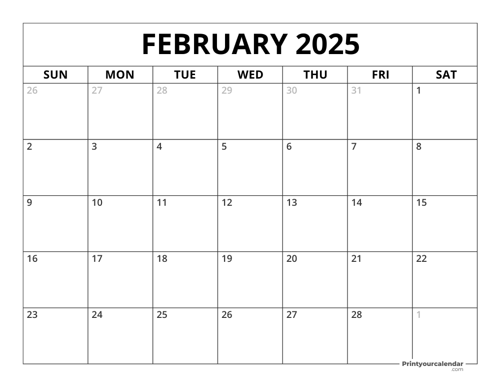 February 2025 Calendar