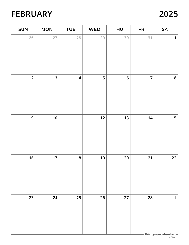 February Calendar 2025