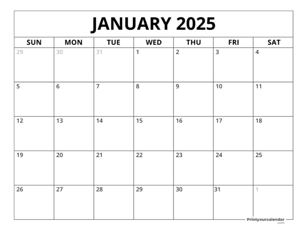 January 2025 Calendar