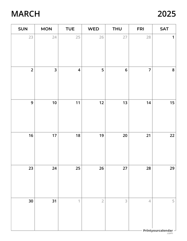 March Calendar 2025