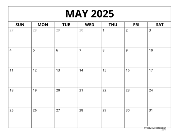 May 2025 Calendar