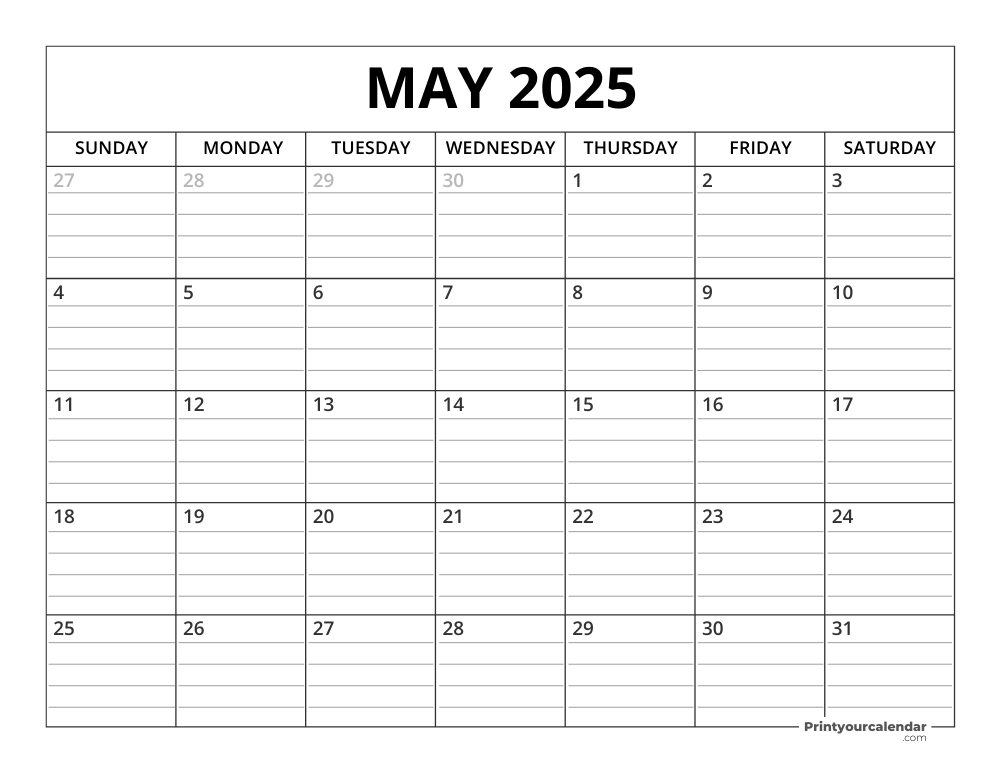 May 2025 Calendar Template