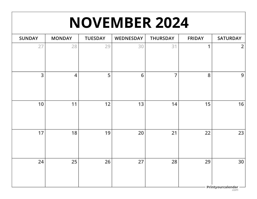 Printable November 2024 Calendar