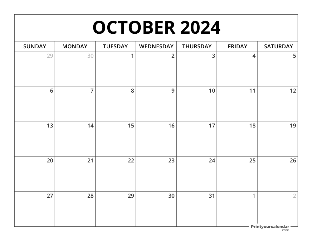 Printable October 2024 Calendar