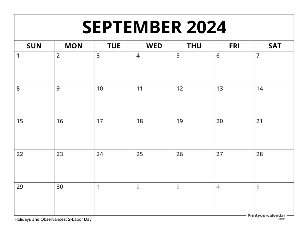 September 2024 Calendars - Free Printable