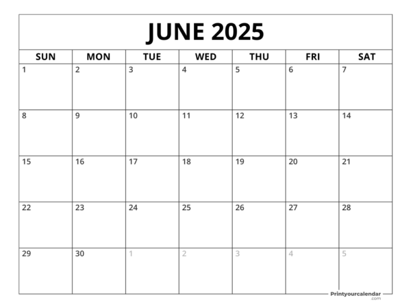 June 2025 Calendar