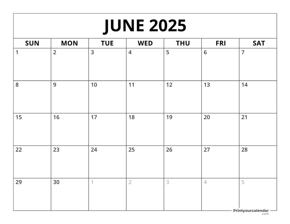 June 2025 Calendars - Free Printable