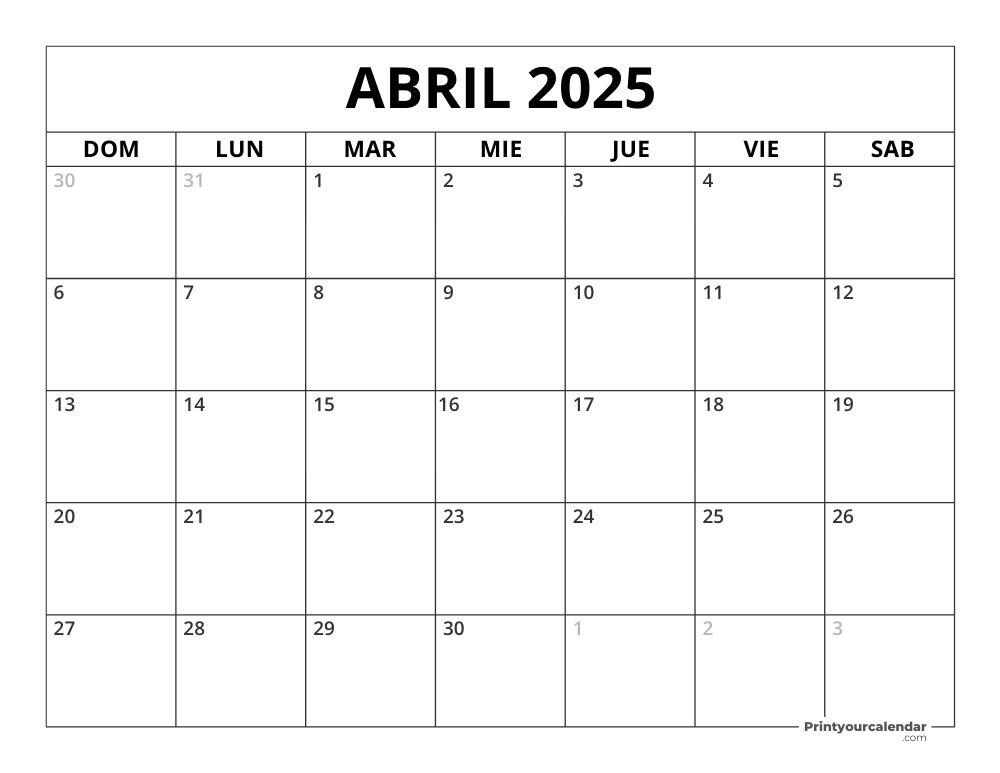 April 2025 Calendar