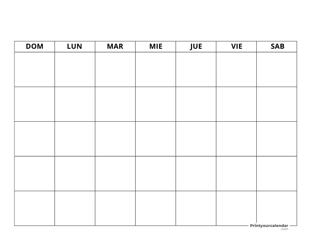 Printable Blank Calendar Template