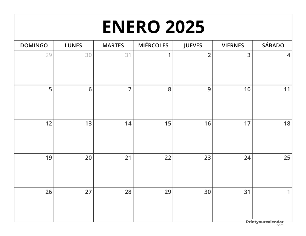 Printable January 2025 Calendar