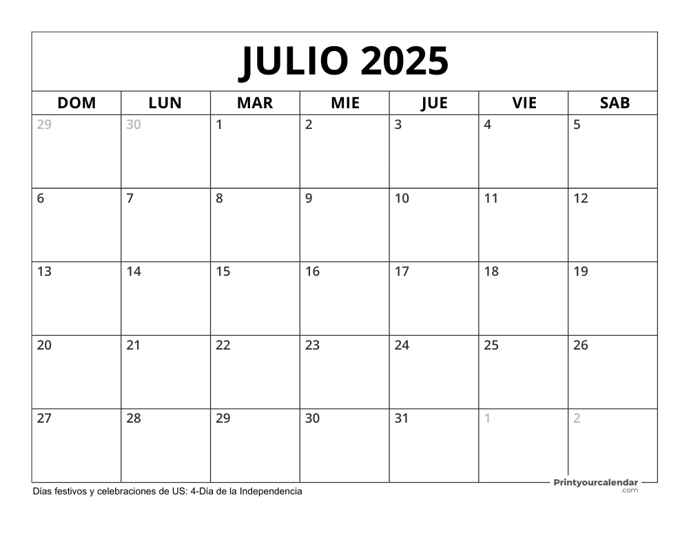 July 2025 Calendar with Holidays