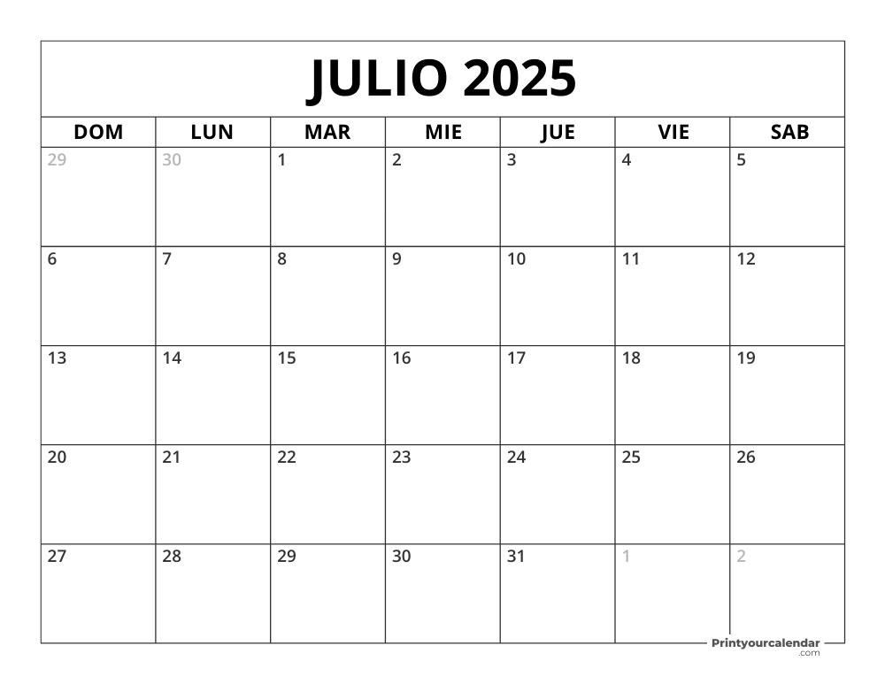 July 2025 Calendar