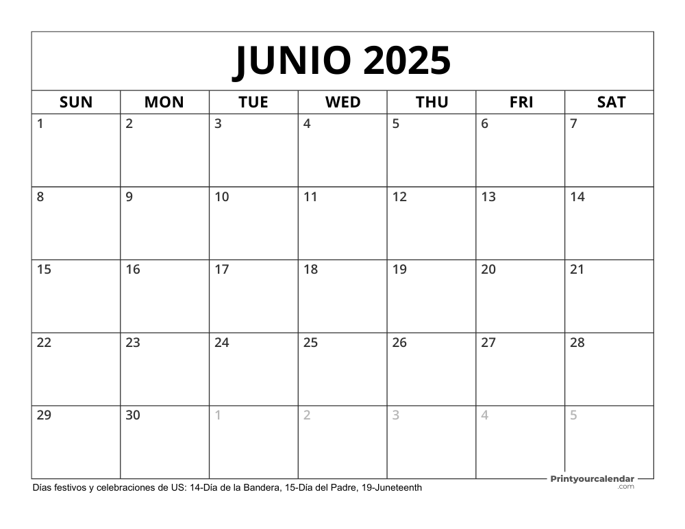 June 2025 Calendar with Holidays