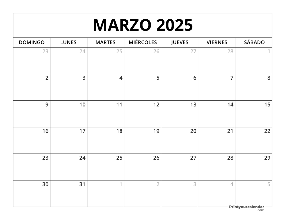 Printable March 2025 Calendar