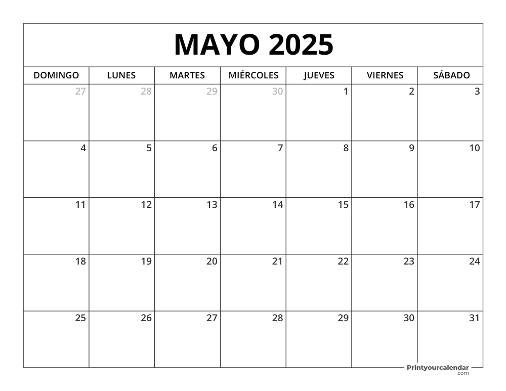 Printable May 2025 Calendar