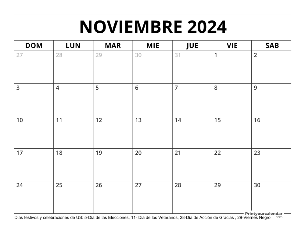 November 2024 Calendar with Holidays