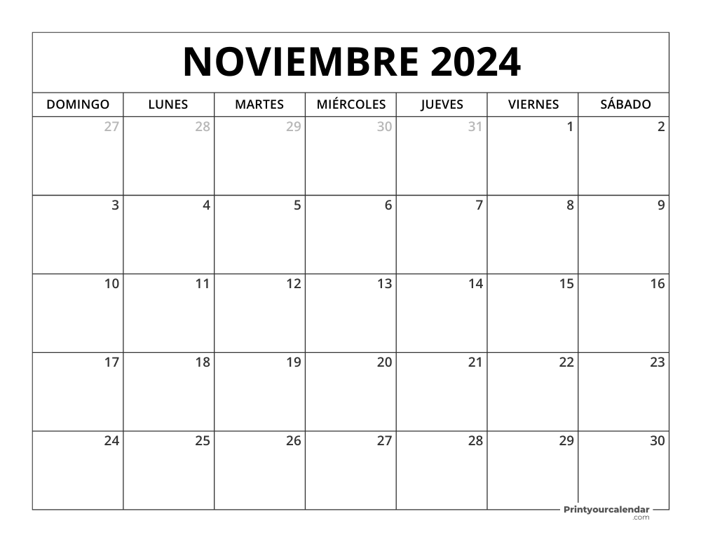 Printable November 2024 Calendar