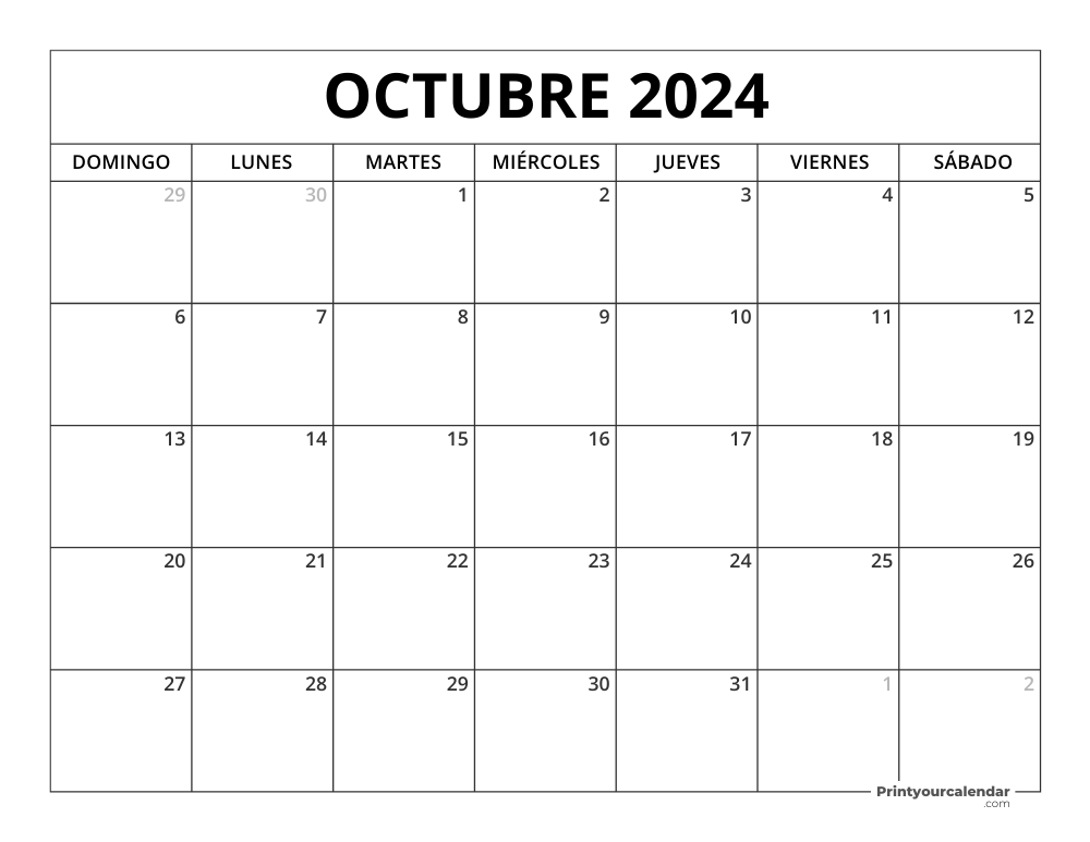 Printable October 2024 Calendar