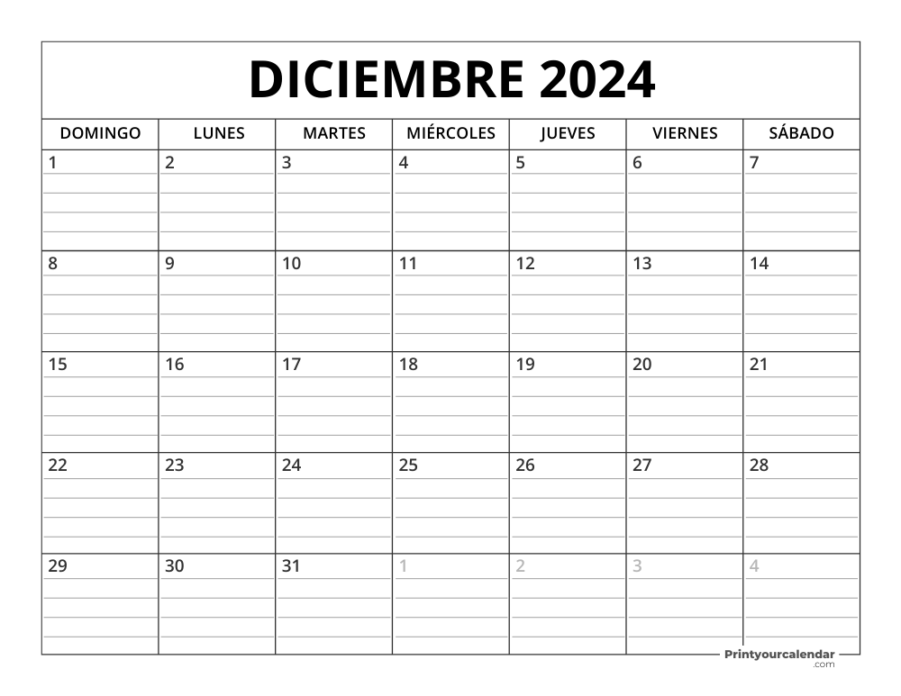 December 2024 Calendar Template