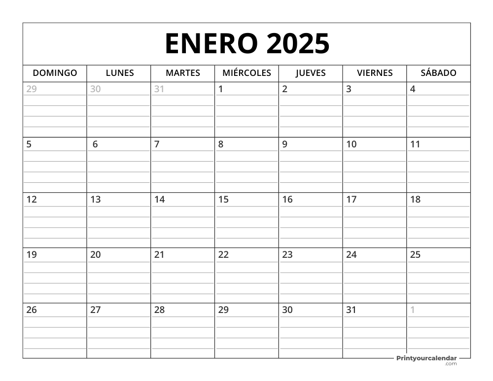 January 2025 Calendar Template