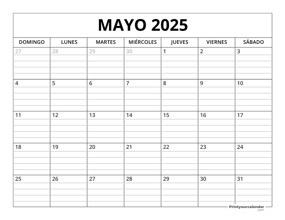 May 2025 Calendar Template