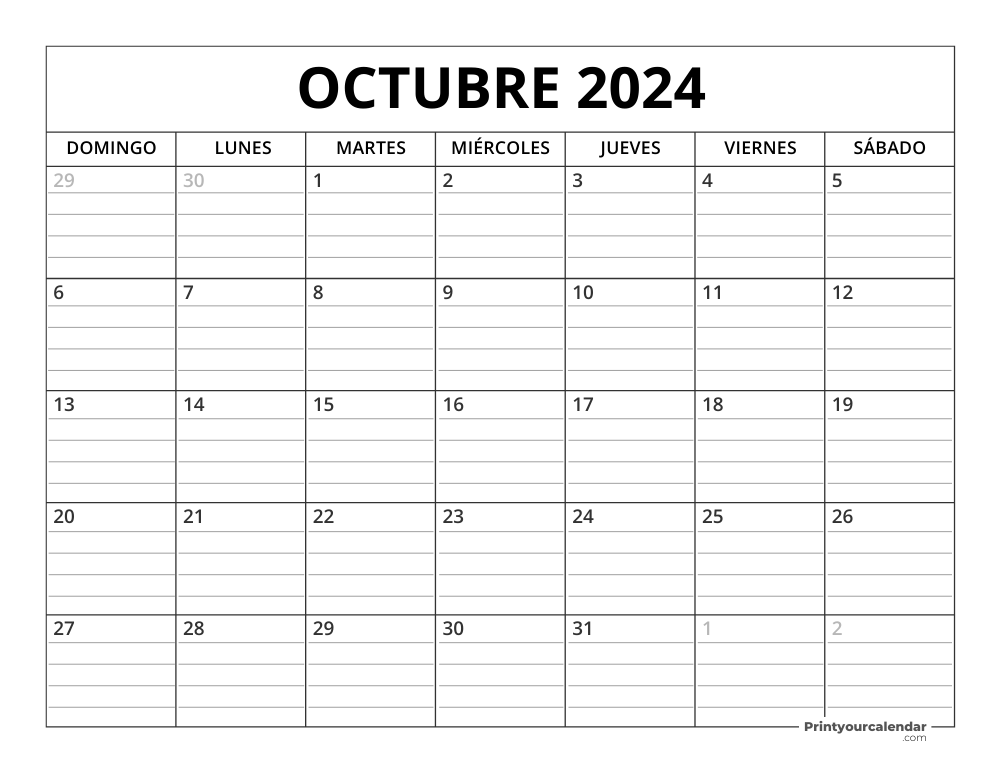 October 2024 Calendar Template