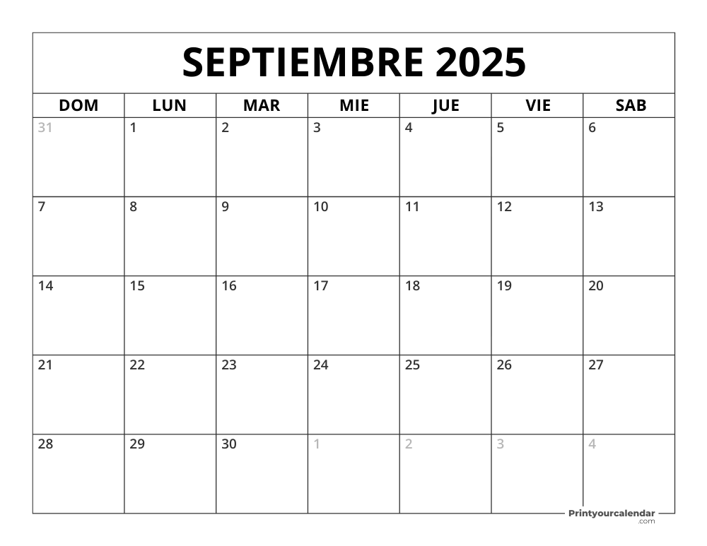 Calendario Septiembre 2025