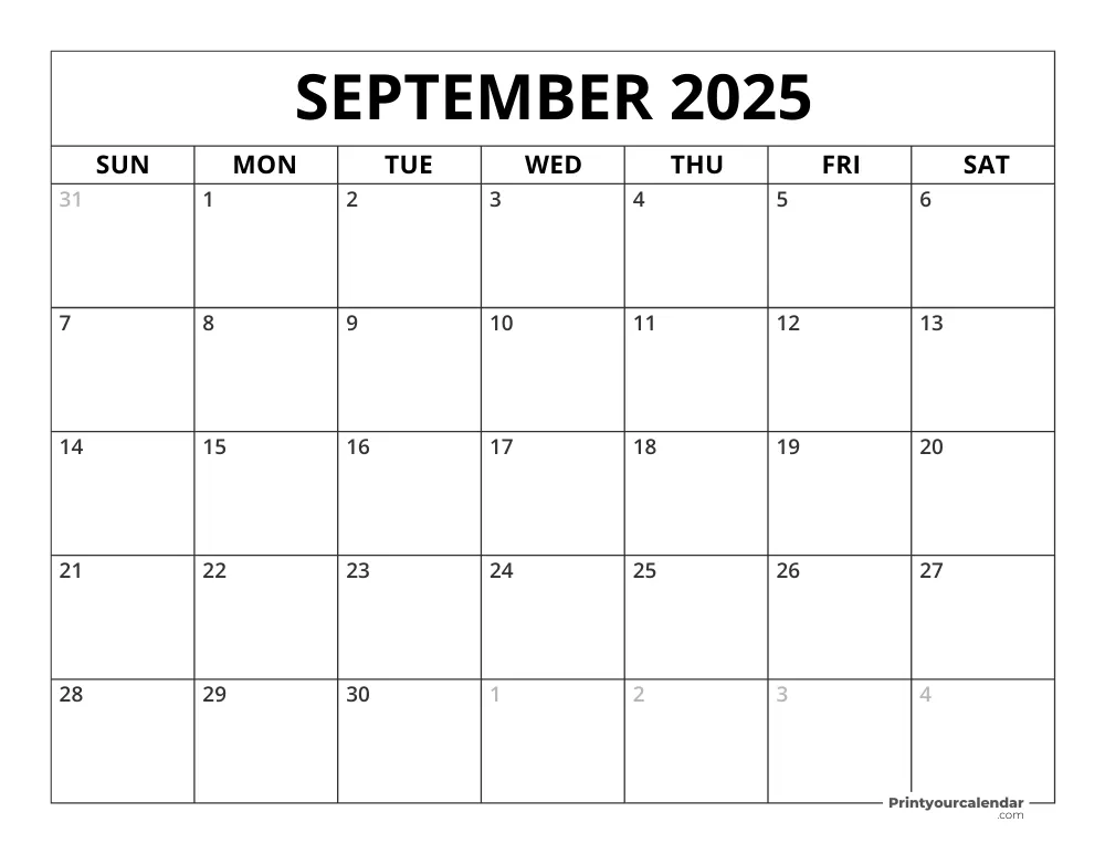 September 2025 Calendar