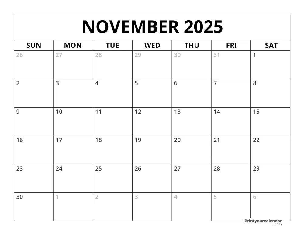 November 2025 Calendar