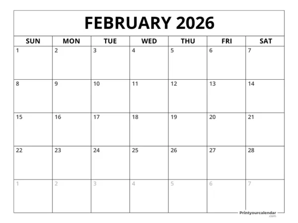 February 2026 Calendar