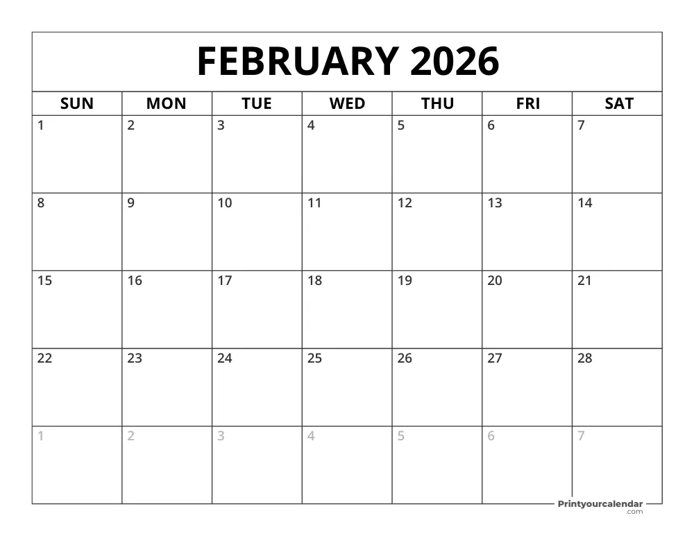 February 2026 Calendar