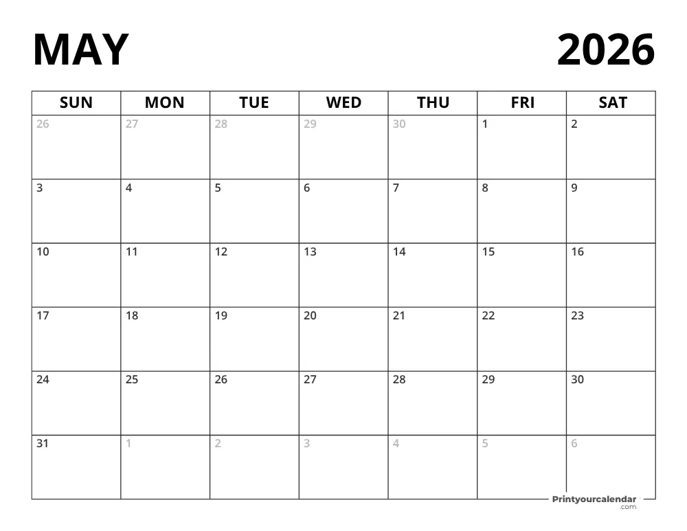 Blank May 2025 Calendar