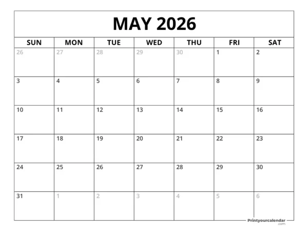 May 2026 Calendar
