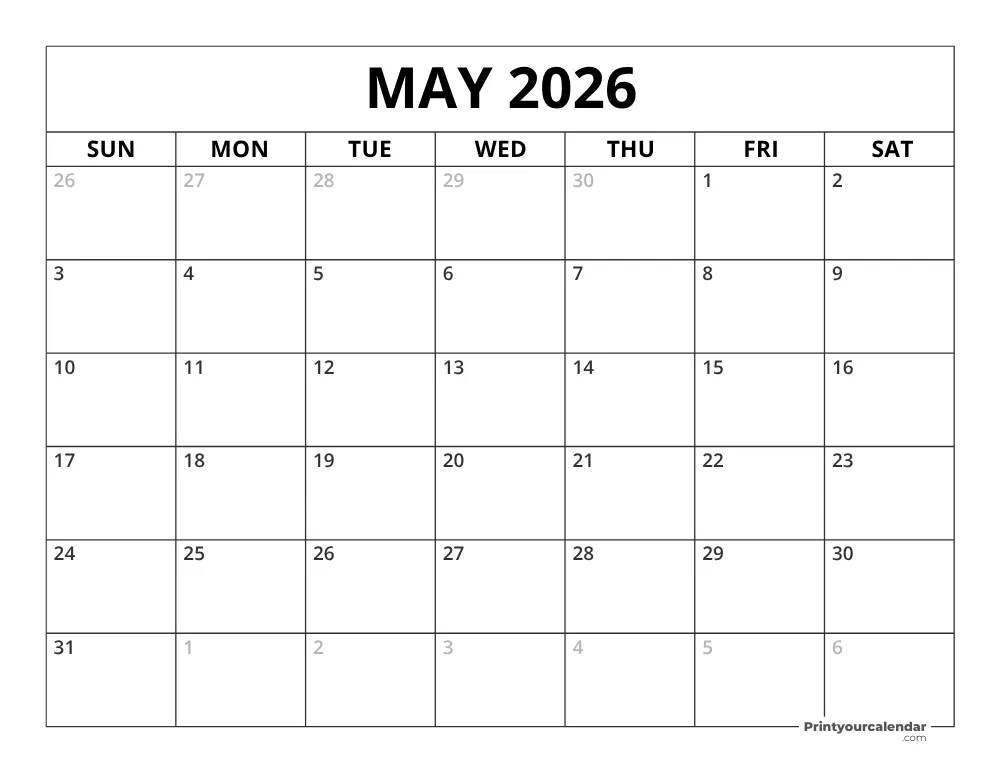 May 2026 Calendar