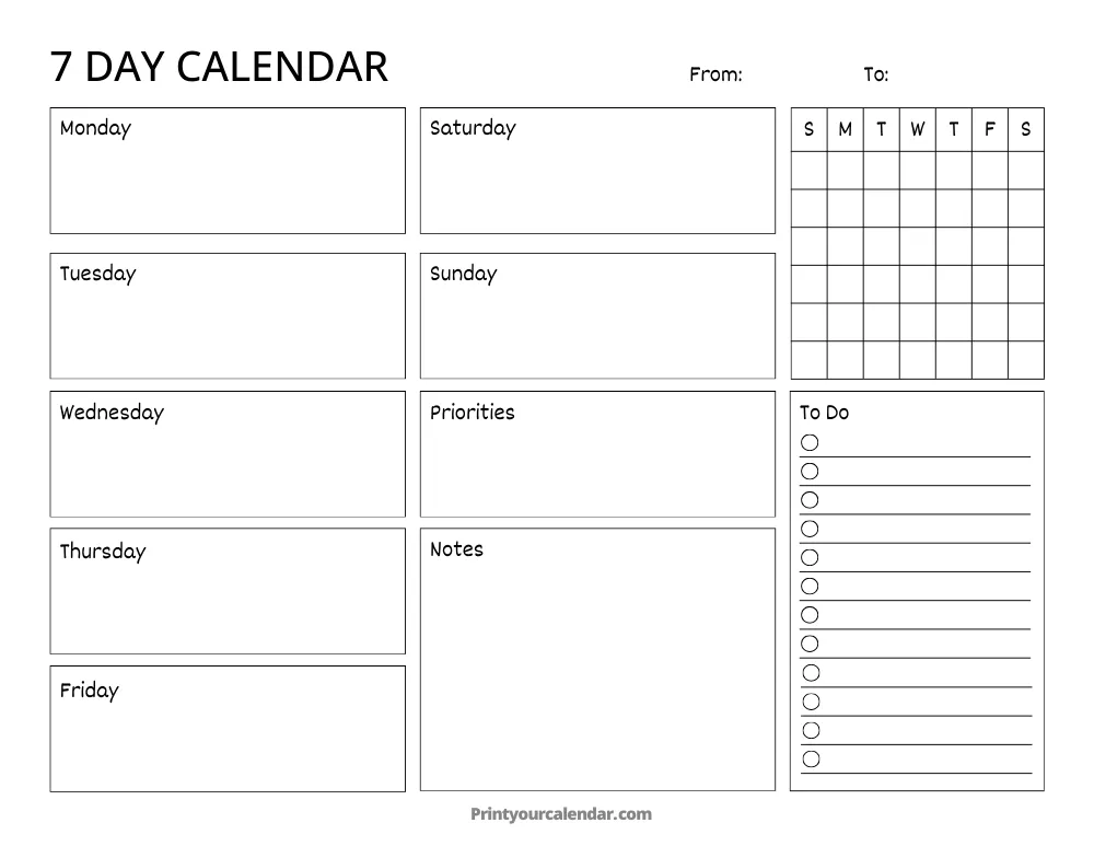 Calendario de siete días