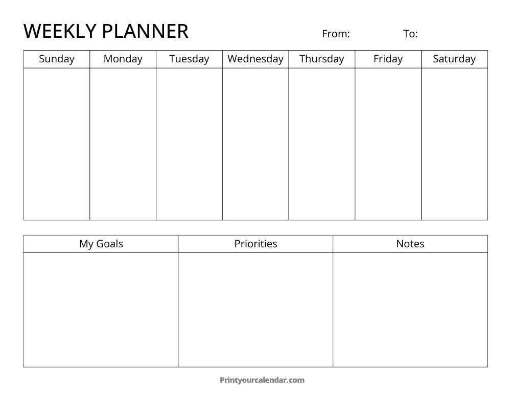 Plantilla de calendario semanal