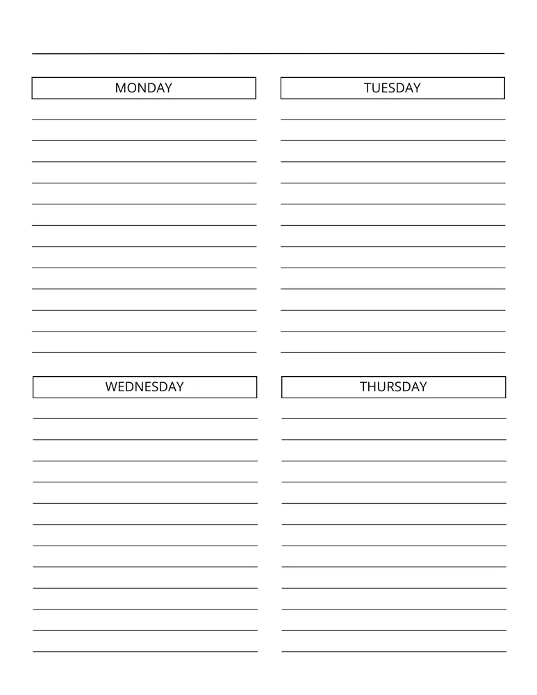 Weekly Planner Compact Vertical Layout