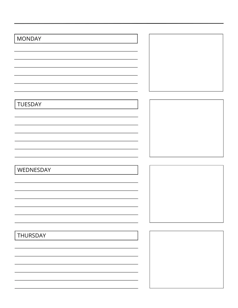 Weekly Planner Horizontal Layout