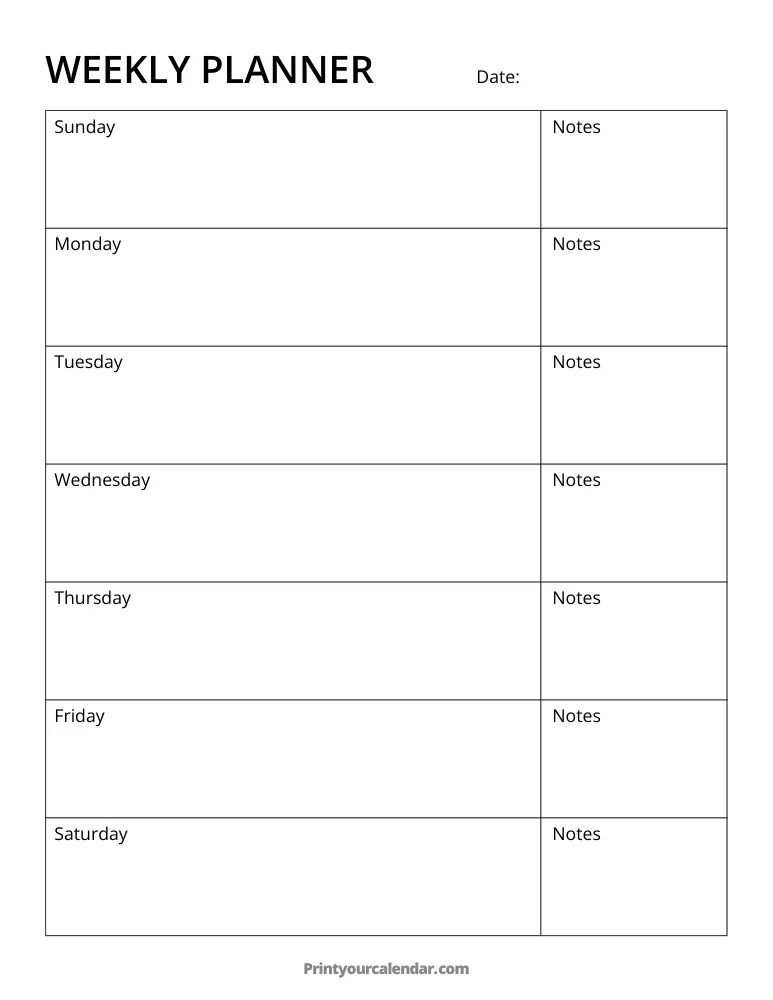 Plantilla de programación semanal