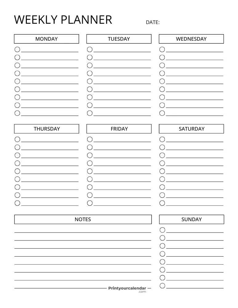 Lista de tareas semanales