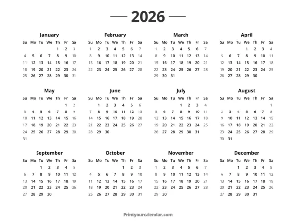 Calendario del año 2026