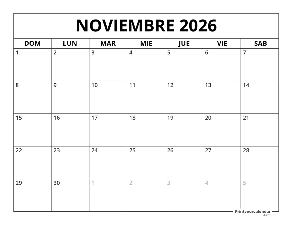 November 2026 Calendar