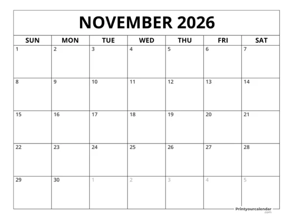 November 2026 Calendar
